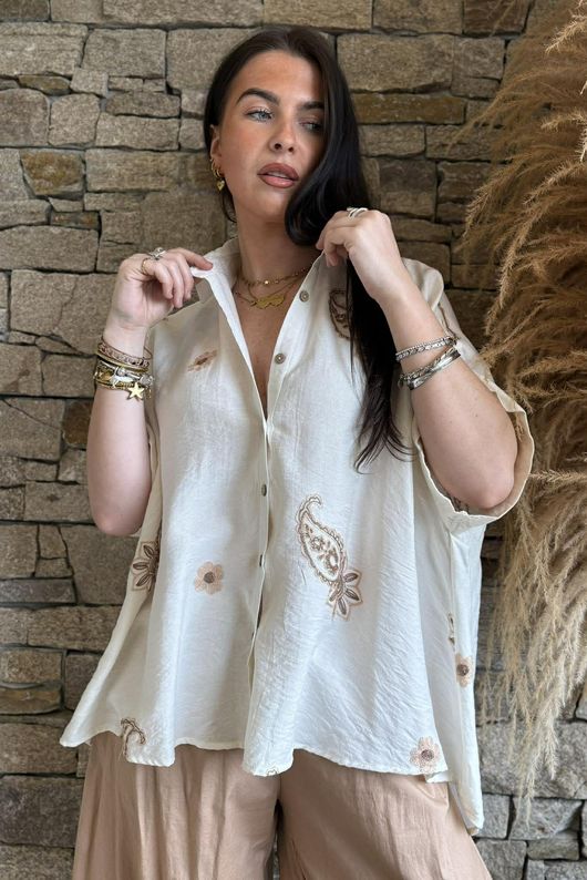 The Beach Front Paisley Shirt White /46=