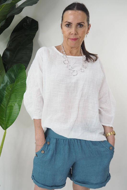 The Pura Lino Benji Linen Short Denim 