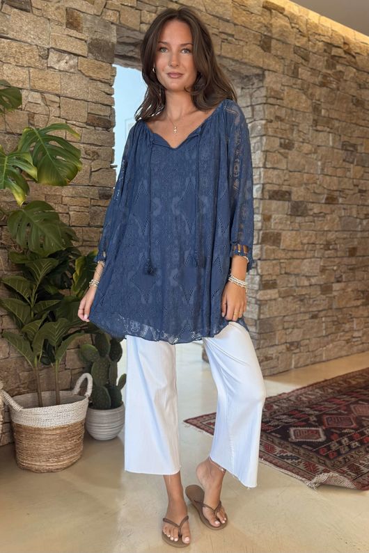 The Caribbean Dream Longline Top Dark Denim /19 =
