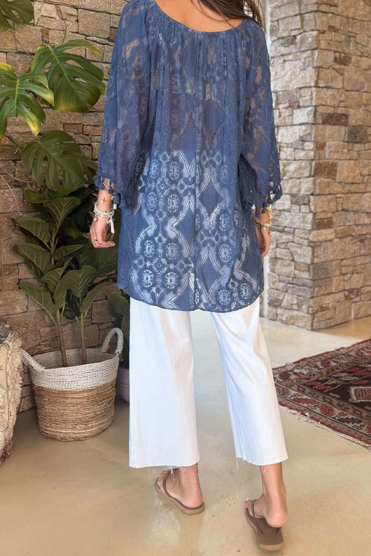 The Caribbean Dream Longline Top Dark Denim /19 =