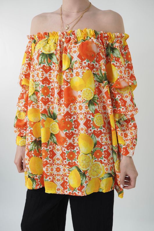 Made in Italy Dolce Vita Bardot Top Orange