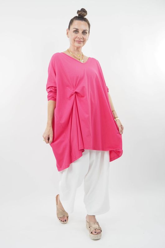 The Edit Get Knotted Oversized Top Fuchsia