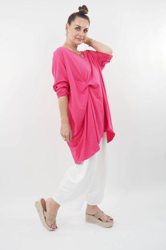 The Edit Get Knotted Oversized Top Fuchsia