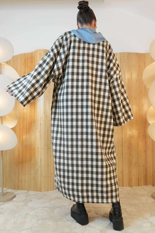 The Holland Houndstooth Longline Duster Jacket Chocolate /7 