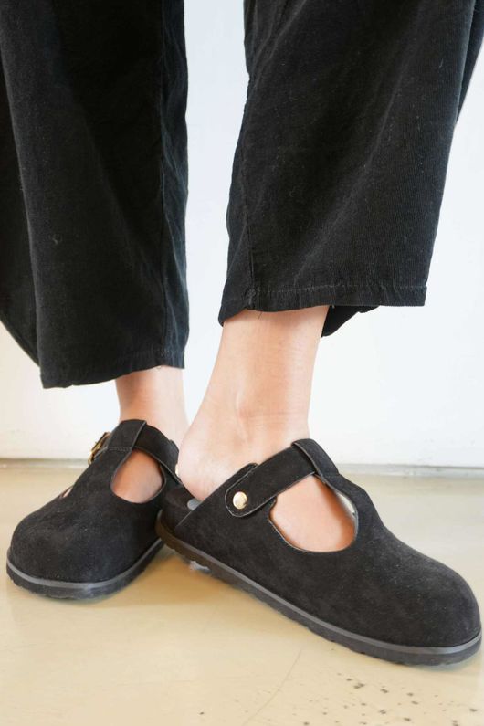 The Mary Jane Suedette Clog Black