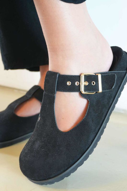 The Mary Jane Suedette Clog Black