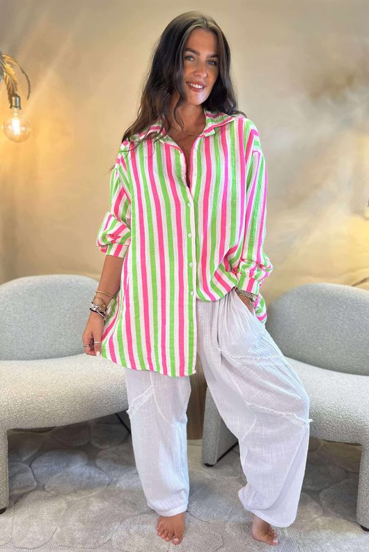 The Penelope Pillow Cotton Boyfriend Shirt Lime Popsicle /25 = ~