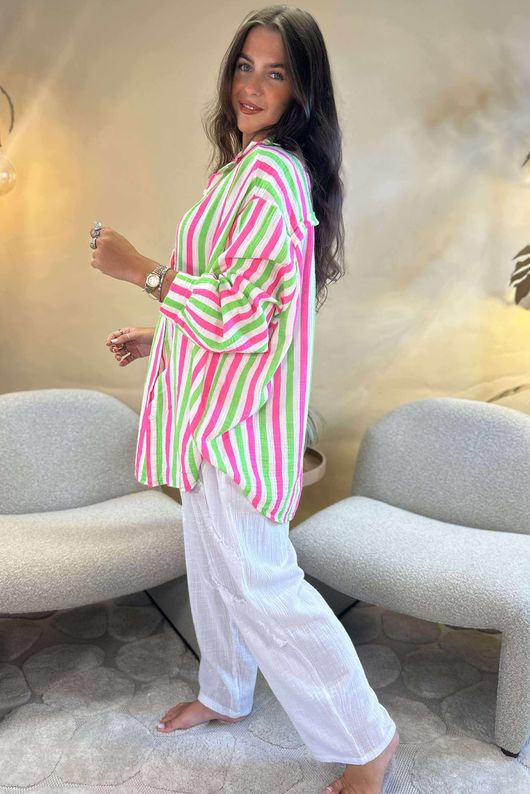 The Penelope Pillow Cotton Boyfriend Shirt Lime Popsicle /25 = ~