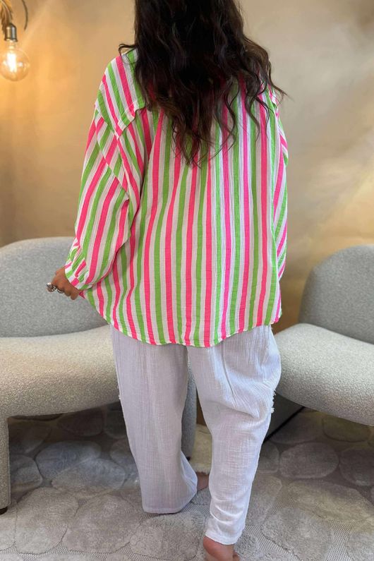 The Penelope Pillow Cotton Boyfriend Shirt Lime Popsicle /25 = ~