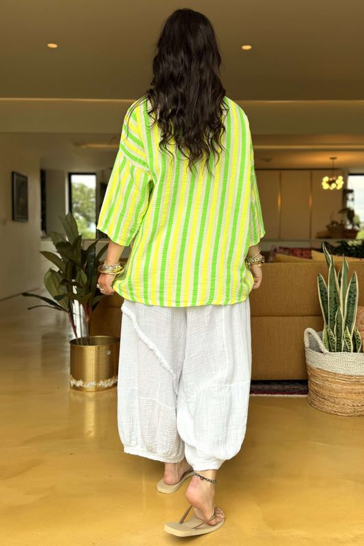 The Penelope Pillow Cotton Slouch Top Lemon Lime