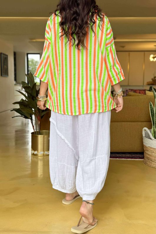 The Penelope Pillow Cotton Slouch Top Lime Aperol