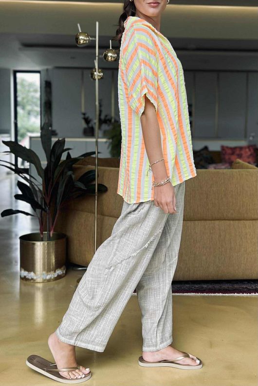 The Penelope Pillow Cotton Throw On Shirt Citronella & Calypso
