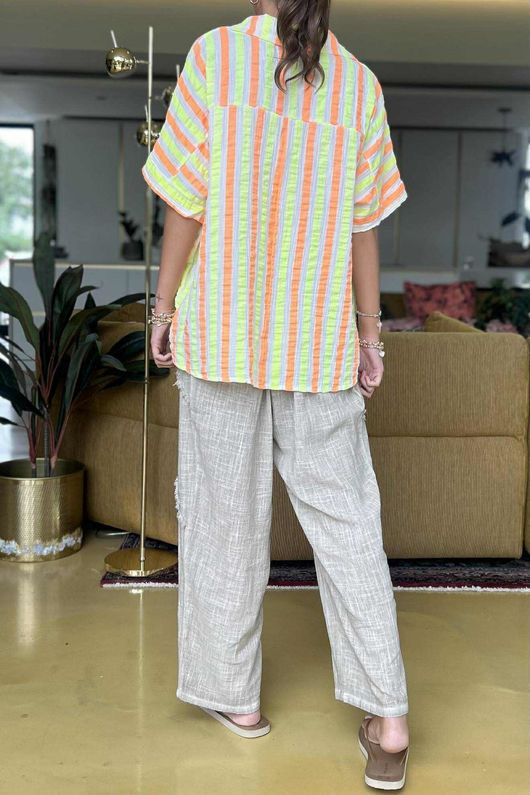 The Penelope Pillow Cotton Throw On Shirt Citronella & Calypso