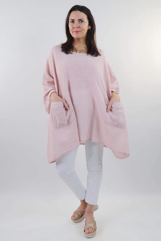 The Sicily Oversized Pocket Panel Top Blush