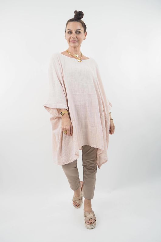 The Sicily Oversized Pocket Panel Top Blush 