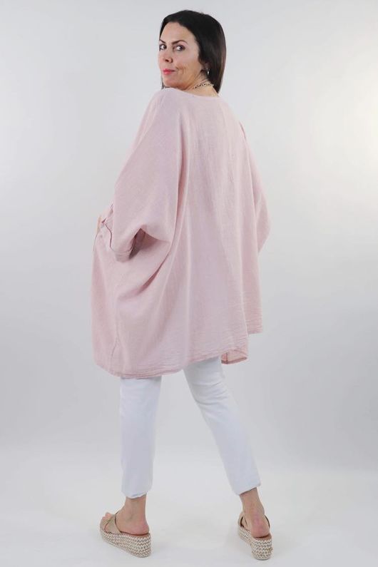 The Sicily Oversized Pocket Panel Top Blush