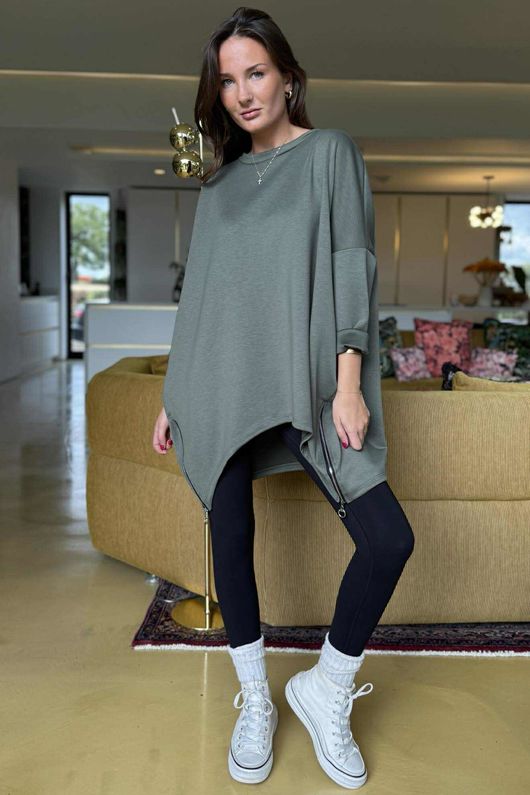 The Soft Tech Jersey Zippy Sweatshirt Khaki /17 =