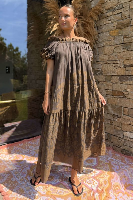 The Tallulah Midaxi Dress Mandala Coffee Bean - 