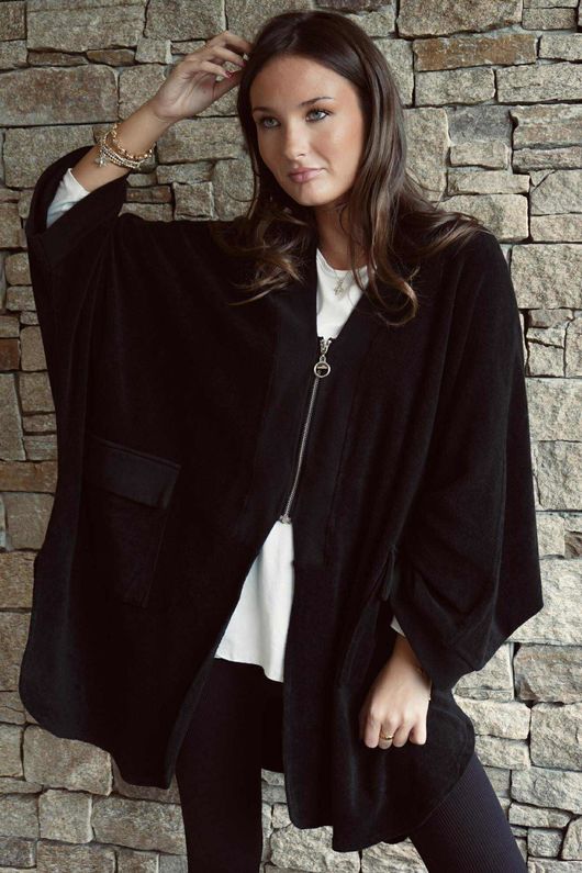 The Terry B Relaxed Zip Jacket Black