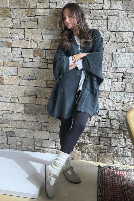 The Terry B Relaxed Zip Jacket Charcoal