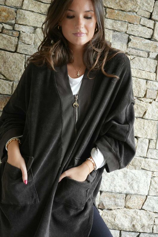 The Terry B Relaxed Zip Jacket Coffee Bean