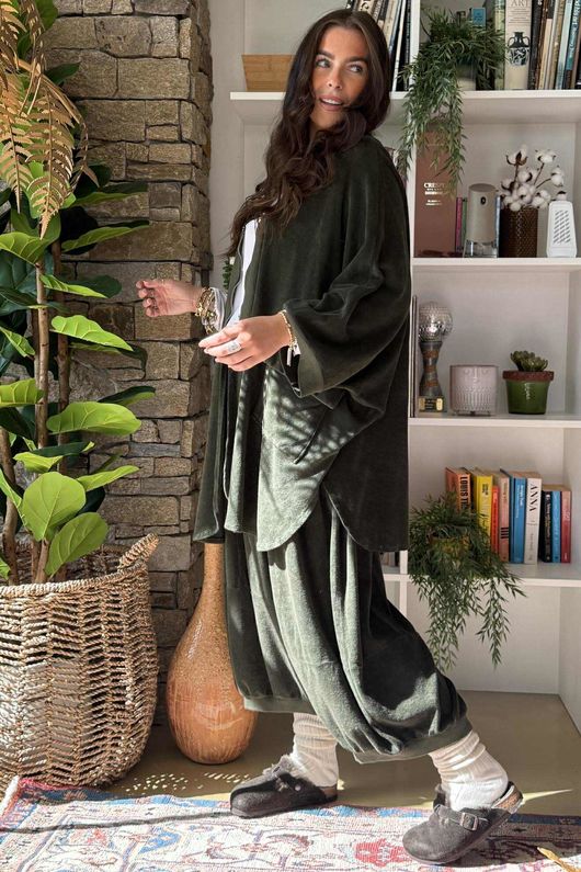 The Terry B Relaxed Zip Jacket Deep Moss