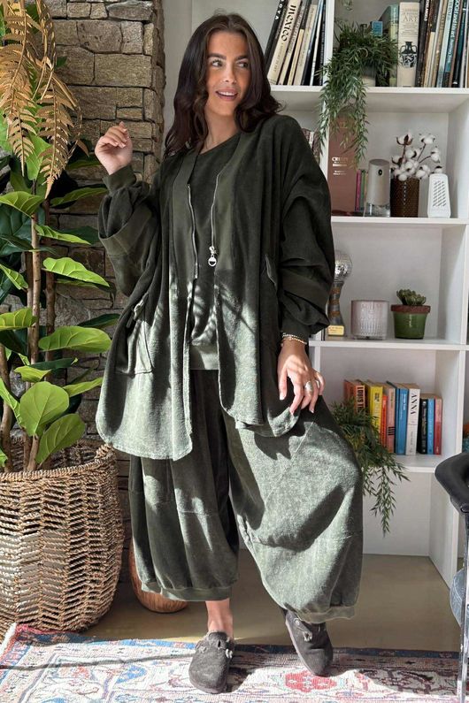 The Terry B Relaxed Zip Jacket Deep Moss