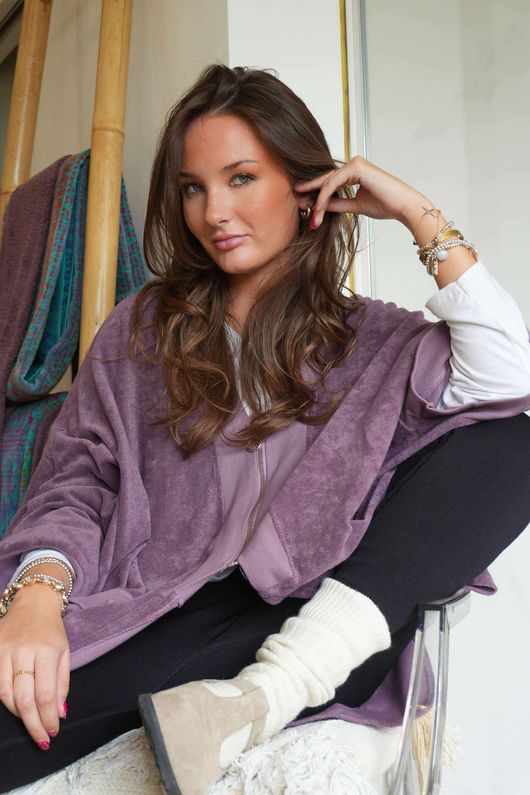 The Terry B Relaxed Zip Jacket Dewberry