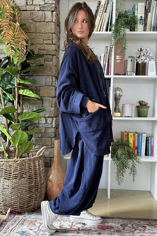 The Terry B Relaxed Zip Jacket Navy 