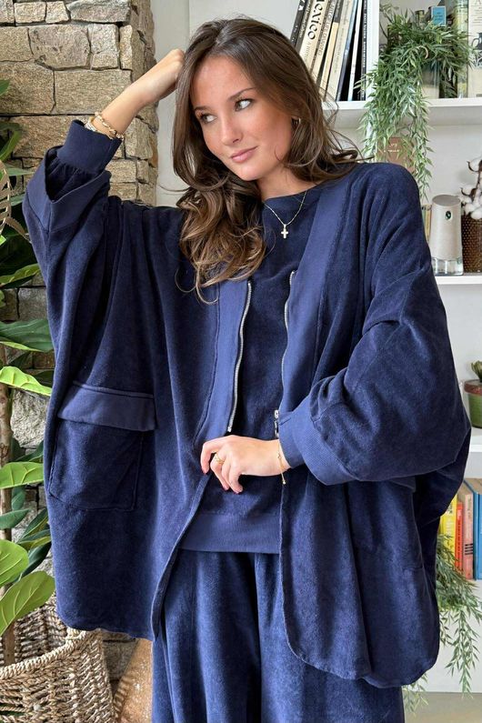 The Terry B Relaxed Zip Jacket Navy 