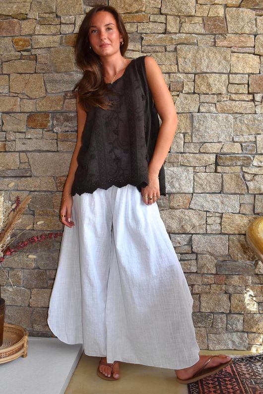 Tilda Floral Applique Tank Chocolate