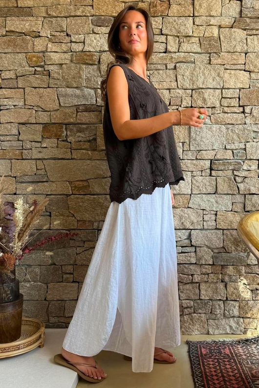 Tilda Floral Applique Tank Chocolate