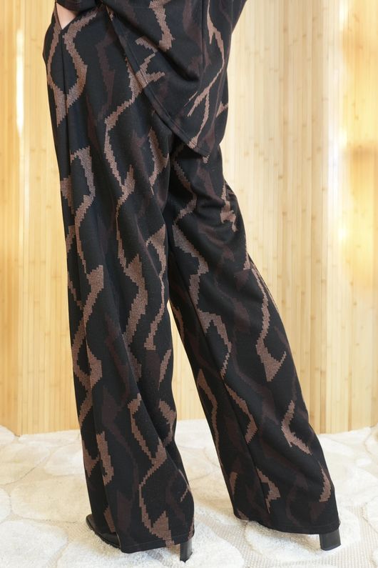 Vergara Lurex Wide Leg Pant Chocolate /6=