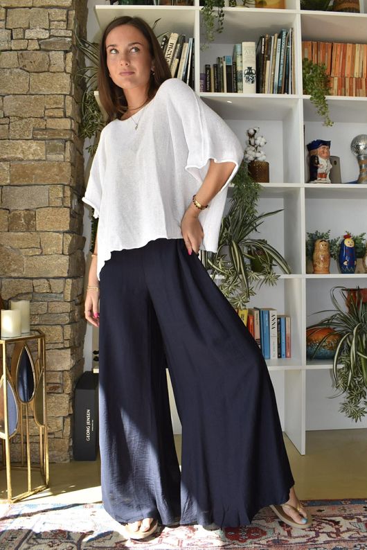 Vince Flat Front Shirring Flare Navy