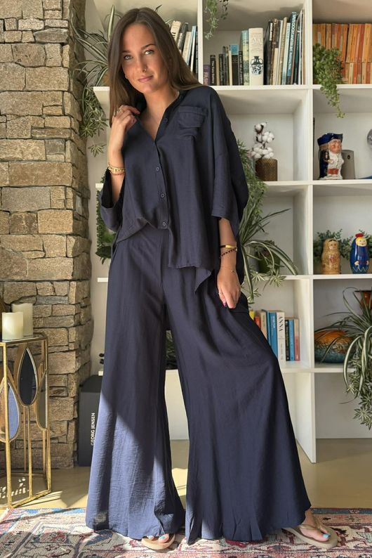 Vince Flat Front Shirring Flare Navy