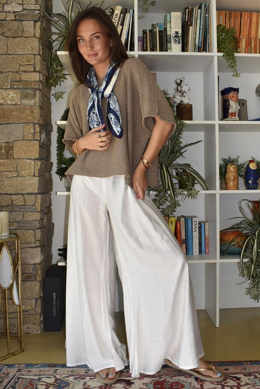Vince Flat Front Shirring Flare White