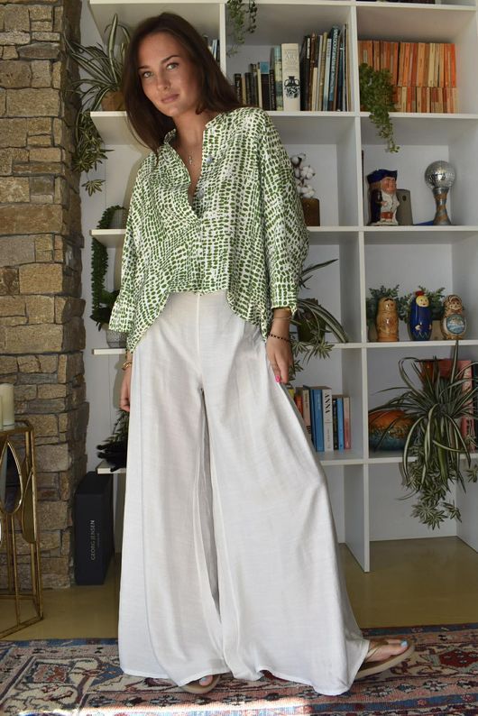 Vince Flat Front Shirring Flare White