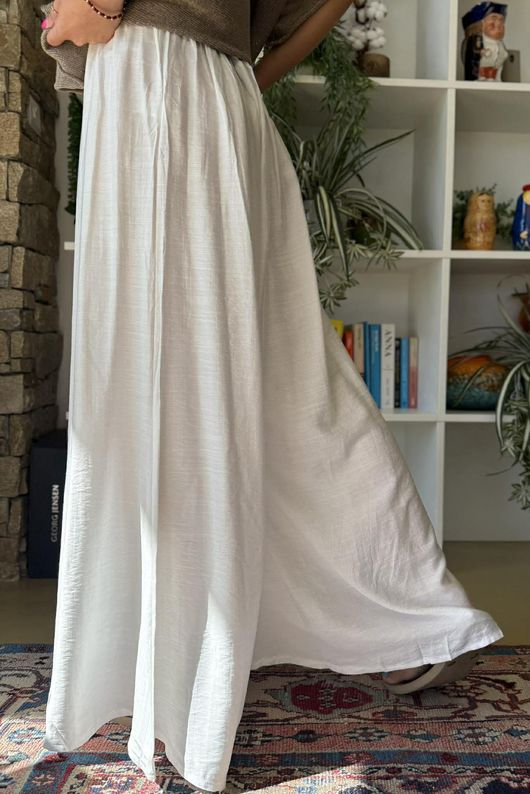 Vince Flat Front Shirring Flare White