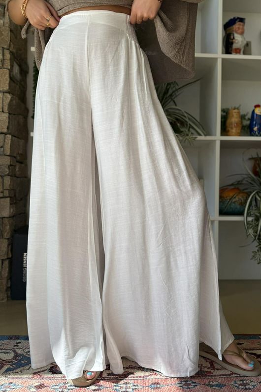 Vince Flat Front Shirring Flare White