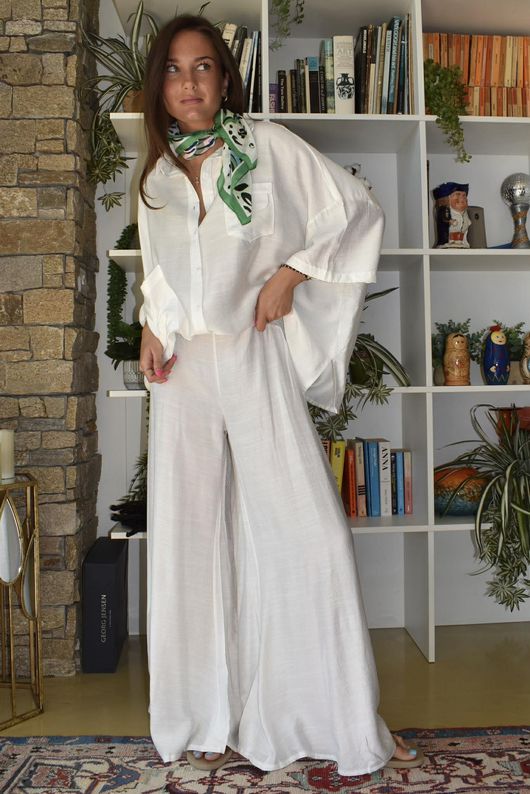 Vince Flat Front Shirring Flare White 