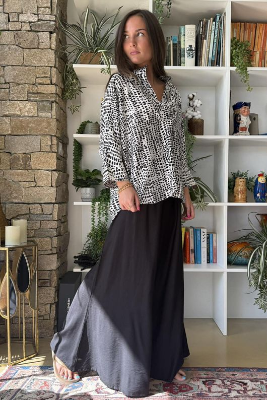 Vince Pebble Spot Batwing Nero Blouse Black