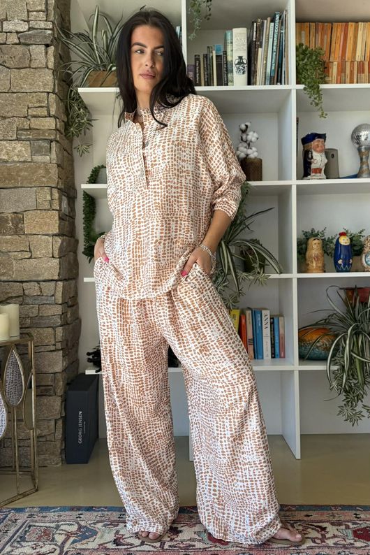 Vince Pebble Spot Wide Leg Pant Desert