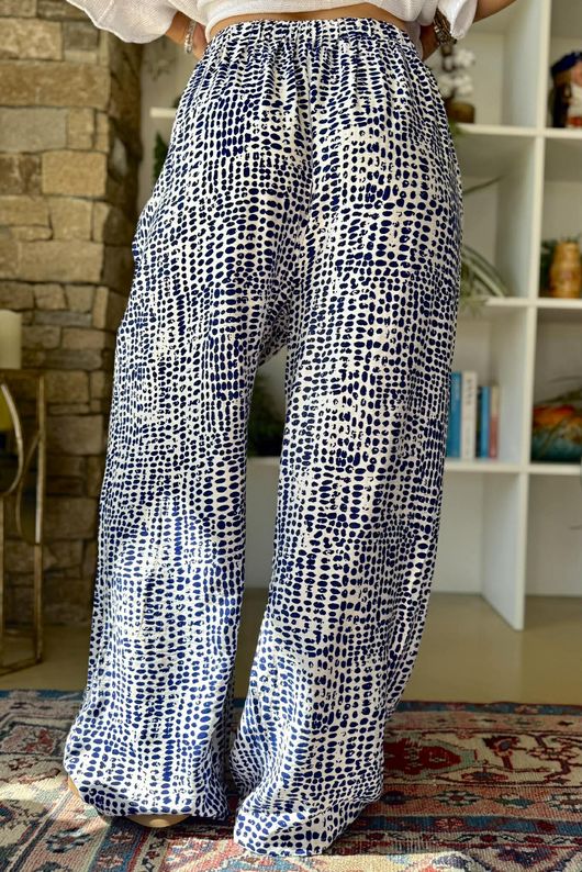 Vince Pebble Spot Wide Leg Pant French Navy