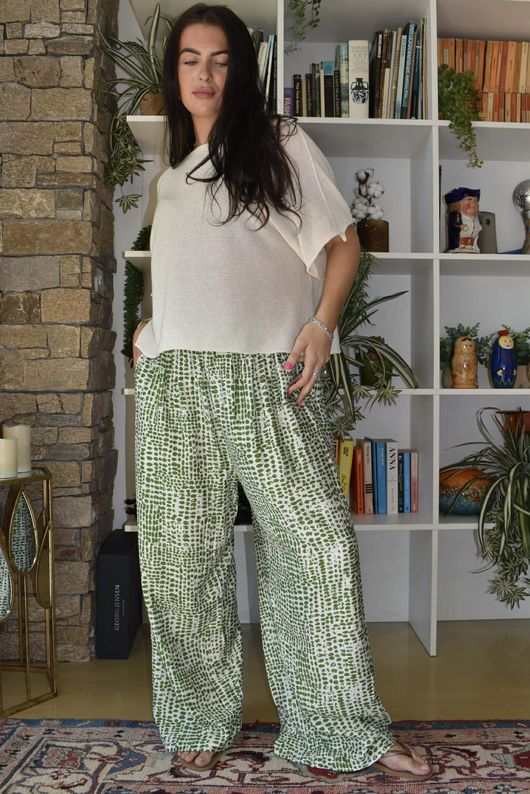 Vince Pebble Spot Wide Leg Pant Rio Green