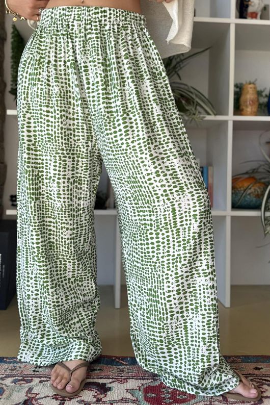 Vince Pebble Spot Wide Leg Pant Rio Green