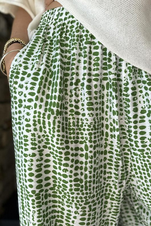 Vince Pebble Spot Wide Leg Pant Rio Green