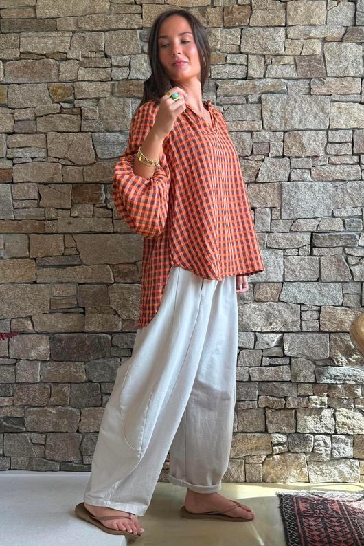 Vivienne Plaid Heathcliff Blouse Chestnut & Marmalade