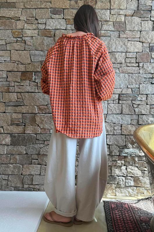 Vivienne Plaid Heathcliff Blouse Chestnut & Marmalade
