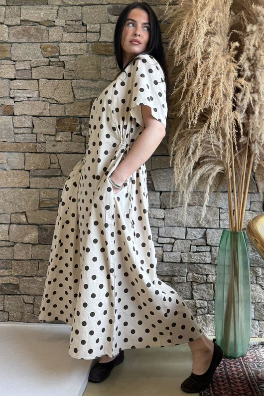 Vivienne Polka Dot Dress Chocolate /24=