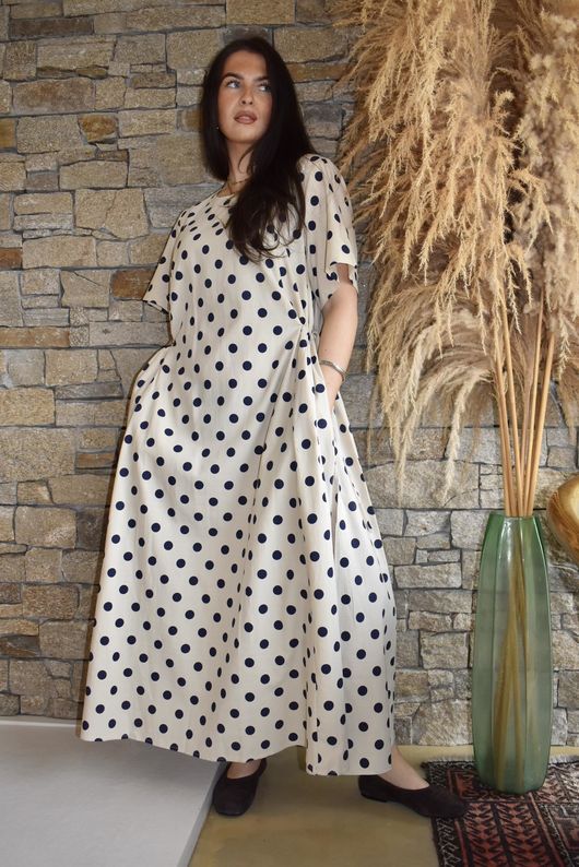 Vivienne Polka Dot Dress Navy /10=